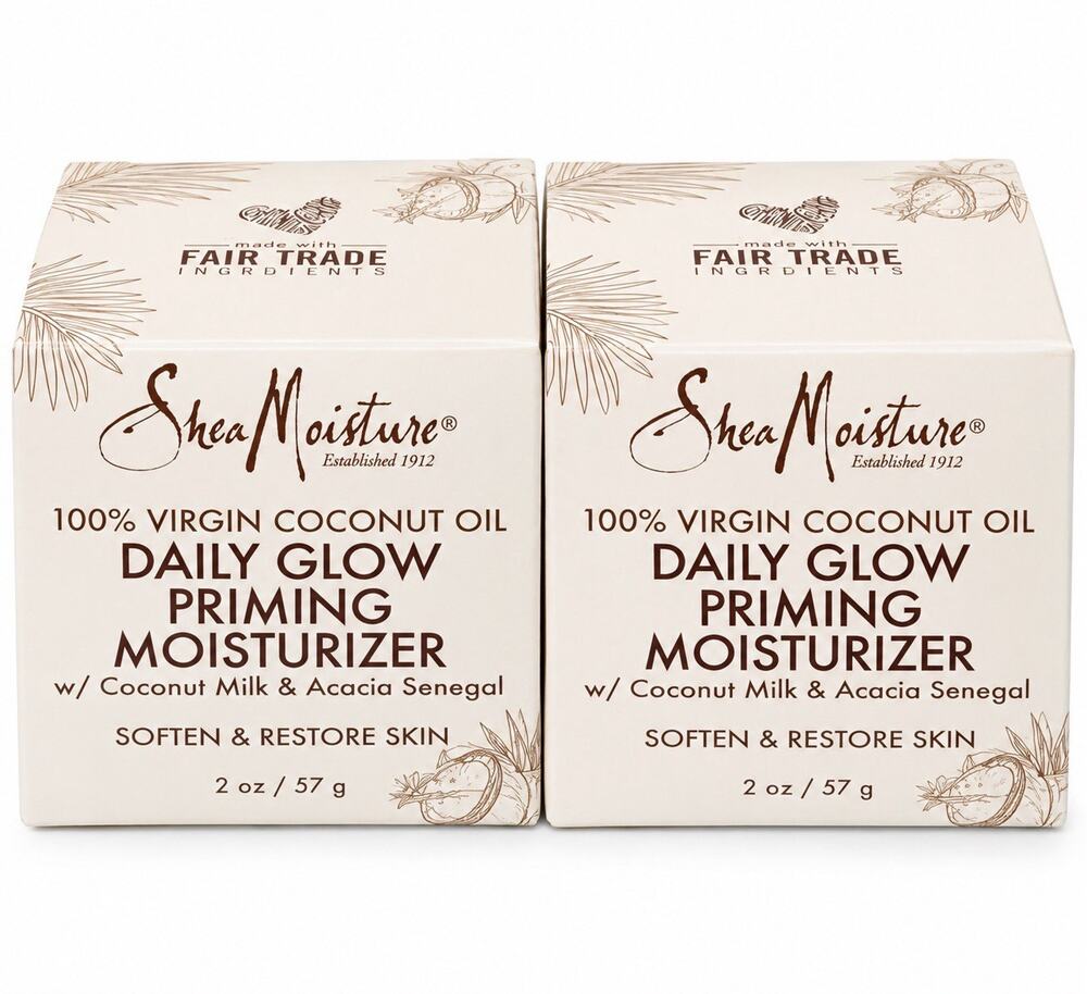 SheaMoisture 100% Virgin Coconut Oil Daily Glow Priming Moisturizer 2 Pack NEW